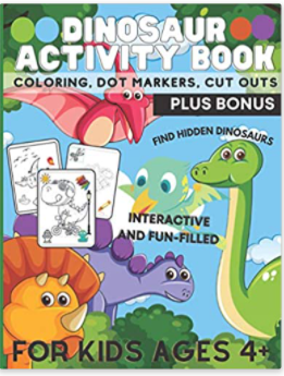 Dinosaur Activity Book Coloring Dot Markets, Cut Outs